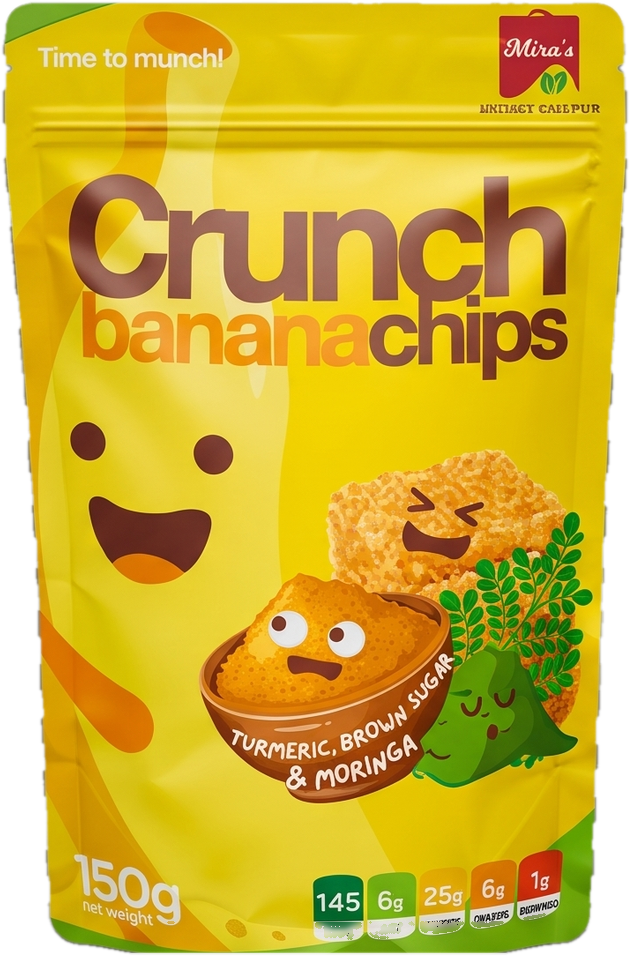 Mira's Crunch Banana Chips, Turmeric, Brown Sugar & Moringa